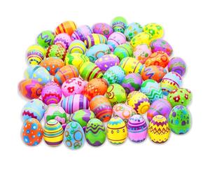JOYIN 48 PCS Plastic impreso huevos de Pascua brillantes 2.3 "de alto para cacería de Pascua, rellenos de rellenos de canasta, suministros de premios en el aula, golosinas y favor de la fiesta