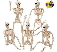 JOYIN 5 piezas de decoracin de esqueleto de Halloween articulada de cuerpo completo de 16.0 in, esqueletos colgantes para decoraciones de Hallow