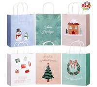 JOYIN 6 bolsas de papel kraft con asas, bolsas de regalo de Navidad, accesorios decorativos de Navidad, bolsas de papel de Navidad para golosinas y dulces