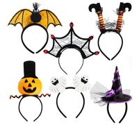 JOYIN 6 diademas de Halloween para Halloween, calabaza, murciélago, bruja, fantasma, piernas de bruja, telaraña para fiestas de Halloween, disfraces, trucos o tratamientos, decoración de cosplay