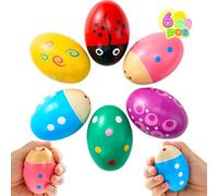 JOYIN - 6 huevos de maracas, batidos musicales de percusión de madera, varios colores, caza de huevos de Pascua para niños, relleno de cesta para adolescentes y niños, suministros de regalo de fiesta