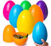 JOYIN 6 huevos de Pascua de plástico jumbo de 7 pulgadas, 6 colores surtidos, huevos vacíos para rellenar golosinas, regalos de fiesta de Pascua, cestas de caza, rellenos de premios para el aula