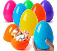 JOYIN 6 huevos de Pascua jumbo, 6 pulgadas grandes coloridos huevos de Pascua de plástico, huevos vacíos para rellenar como sorpresa para el juego de búsqueda de huevos de Pascua, juguetes para niños