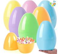 JOYIN 6 huevos de Pascua jumbo pastel, huevos grandes de plástico coloridos de 10 pulgadas, huevos de Pascua gigantes para huevos de Pascua, suministros de caza, rellenos de cestas, juguetes