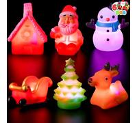 JOYIN - 6 Juguetes de baño navideños con Luces LED Que Brillan en la Oscuridad para la bañera de tu bebé. Ideales para Rellenar Calcetines navideños, Regalos de Fiesta, etc.
