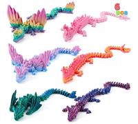 JOYIN 6 juguetes grandes de dragón impreso en 3D de 12 pulgadas, 6 estilos de dragón de cristal articulado con alas en colores degradados, animales grandes y flexibles impresos en 3D para decoración