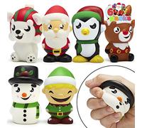 JOYIN 6 Pack Juguetes Blandos con Temática Navideña, Squishies, Alivio de Estrés, Apretón Súper Suave Kawaii, Lindos Personajes de Amigos Navideños,Juguetes para Niños y Niñas