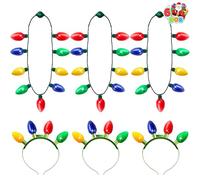 JOYIN 6 Piezas Diadema y Collar con Luces LED de Navidad con 6 Modos de Intermitencia, Accesorios para Suministros de Fiesta de Navidad