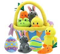 JOYIN 7 Piezas My First Easter Basket Plushies Estilo Original Playset Basket Stuffers Juguetes para Regalos de Fiesta de Pascua, Cesta de Pascua de Felpa para niños pequeños y niños