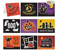 JOYIN 72 Piezas Colección Espeluznante y Espectacularde de Tarjetas de Felicitación (9 Diseños) para Fiestas Temáticas de Halloween
