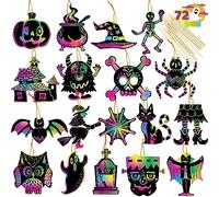 JOYIN 72Pcs Tarjetas para Rascar Halloween con 18 Diseños Juegos de Manualidades, Libro de Actividades, Truco o Trato, Regalos Suministros para Fiestas de Halloween