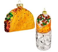 JOYIN Adorno navideño de Taco y Burrito Joiedomi, Juego de 2 Piezas de Vidrio soplado, Hecho a Mano para Colgar en el árbol o para Decorar el Interior o Exterior de la casa.