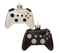 JOYIN Adorno pequeño de Videojuego de Vidrio navideño Joiedomi, Juego de 2 Minifiguras sopladas en Blanco y Negro para Colgar en el árbol o para Decorar el Interior o Exterior de la casa.