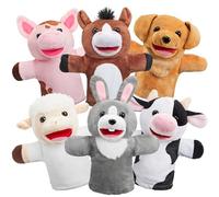 JOYIN Animal Amigos Deluxe - Marionetas de Mano para Niños con Boca de Trabajo (Paquete de 6) para Juegos Imaginativos