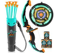 JOYIN Arco y Flechas de Juguete con Luz LED - Set de Arquería para Niños (1 Arco, 9 Flechas con Ventosa, 1 Carcaj, 1 Blanco de Placa y 3 Objetivos de Espuma)
