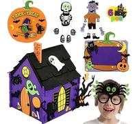 JOYIN Artes y Manualidades de Espuma de Halloween para niños con casa embrujada 3D, Marco de Fotos, Gafas y Colgador de Cartel de Puerta de Truco o Trato, Regalos de Fiesta de Halloween