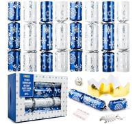 JOYIN avoritos de mesa de fiesta de Navidad de 25,4 cm (8 unidades) con diseño de copo de nieve azul y blanco, con sombrero de fiesta