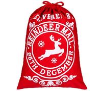 JOYIN Bolsa de regalo de arpillera roja grande de Navidad, bolsa de regalo reutilizable de lona con cordón para fiesta de Navidad, regalo de fiesta reutilizable