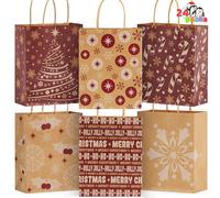 Joyin - Bolsas de regalo de papel kraft a juego con asas y estampados chic para regalos de Navidad, escuela, aulas, decoración de fiestas