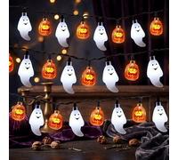 JOYIN Calabaza y Fantasma Luces de Cadena LED para Decoración de Halloween con Pilas, 6m de largo, 30 LED, color cálido/frío (naranja/blanco)