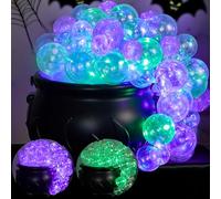 JOYIN Caldero de bruja para decoración de Halloween, juego de caldero burbujeante con luz LED con 8 modos de brillo, calderos de plástico negro, cuenco de dulces y cubo para suministros de fiesta de