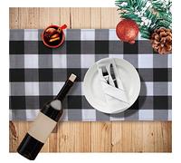 JOYIN Camino de mesa de Navidad de 14 × 72 pulgadas, DII Buffalo Check, camino de mesa de algodón blanco y negro para Navidad, decoración rústica del hogar