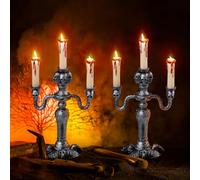 JOYIN Candelabro embrujado iluminado, velas LED con temporizador de 6 horas, funciona con pilas, velas parpadeantes para decoración del hogar de Halloween, decoración de interiores