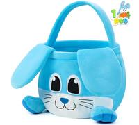JOYIN Cesta de conejo de Pascua con orejas plegables, cesta suave vacía con asa, regalos de Pascua para bebés, juego de caza de huevos para niños, bolsa de caramelos, contenedor de almacenamiento de