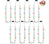 JOYIN Collares de bombilla LED de Navidad de 17.7 pulgadas, collar de Navidad con 26 cuentas de bombilla y 8 cuentas iluminadas con 3 modos de iluminación, collares iluminados para Navidad, Año Nuevo