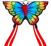 JOYIN Cometa Mariposa arcoíris para niños y Adultos: Cometa Grande de una Sola línea de 140 × 70 cm, fácil de Volar, Incluye 100 m de Cuerda, Ideal para Principiantes y para Jugar al Aire Libre