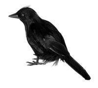 JOYIN Cuervo de Halloween de 17,78 cm, pájaro de plumas, color negro, decoración de Halloween para cementerio de casa embrujada, cementerio, patio, mesa, recuerdos de fiesta