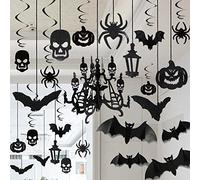 JOYIN Decoración Colgante de Techo de Araña y Murciélago - Cráneo para Halloween y Fiesta