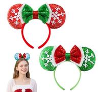 JOYIN Diademas de orejas de ratón LED de Navidad, 2 piezas