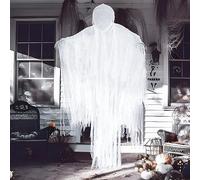 JOYIN Fantasma sin Rostro de Parca Colgante de 160 cm en Blanco para Decoraciones de Halloween en Interiores y Exteriores Decoración de Casa Encantada de Halloween Decoraciones Colgantes para