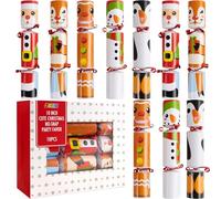 JOYIN Favoritos de mesa de fiesta de Navidad de 25,4 cm sin broches (10 unidades) con bonitos personajes de Navidad, sombrero de fiesta, broma y pequeño regalo en el interior, para