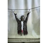 JOYIN Figura de zombi animatronic de 110 cm para colgar, atrapada con activación de sonido, media cuerpo con cadenas, tamaño natural, para interiores y exteriores