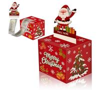 JOYIN Hucha de Navidad para dinero en efectivo con 50 bolsas transparentes, sorpresa de Navidad roja y verde, tirador de regalo en efectivo, diversión de Navidad para niños, regalos de juguete de