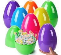 JOYIN Huevos de Pascua jumbo de 10 pulgadas, 12 huevos gigantes de plástico brillante, rellenables vacíos para relleno de Pascua, recuerdos de fiesta, caza, premios de aula, suministros de decoración