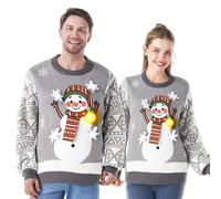 JOYIN Jersey navideño con luces LED integradas, diseño de reno feo para mujer, con bombillas LED incorporadas, rojo, negro, azul, largo (Talla S-XL), gris, XL