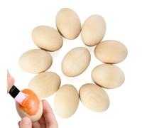 JOYIN Juego de 10 huevos de madera de Pascua, huevos de madera sin pintar de 6 cm, huevos falsos artificiales, adornos de madera para caza de huevos de Pascua, decoración del hogar, artes y