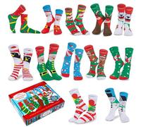 JOYIN Juego de 12 pares de calcetines navideños de algodón suave y cálido para regalo