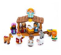 JOYIN Juego de 13 piezas de Belén de Navidad, juguetes en miniatura de Reenact, escena de pesebre de Navidad para niños, regalo, decoraciones de Navidad