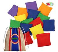 JOYIN Juego de 16 Bolsas de Frijoles para lanzar Cornhole, 12 x 12 cm, 16 Unidades, para niños, Juegos de jardín al Aire Libre, Juego de Sacos para Adultos, Accesorios para Juegos de Fiesta Cornhole