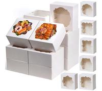 JOYIN Juego de 24 cajas de galletas de Navidad, cajas de cartón blanco con ventana (10 x 10 x 5 pulgadas) para cupcakes de Navidad, galletas, brownies, donas, trufas, regalos, 6 diseños