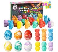 JOYIN Juego de 24 tizas de Pascua para pintar calle, huevos de Pascua, conejo, pollo - regalos para niños, niñas, niños y niños pequeños, ideal como relleno para nidos de Pascua y regalos para