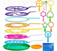 JOYIN Juego de 24 varitas de burbujas grandes a granel para niños, regalos de fiesta de actividades al aire libre, 18 piezas gigantes para hacer burbujas con bandeja, 12 pulgadas (30,4 cm) grandes, 6
