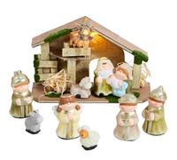 JOYIN Juego de belén de 9 piezas con historia de Navidad, pequeño juego de belén con pesebre y 8 figuras, juguetes en miniatura para niños y niños pequeños, decoración de fiesta para mesa