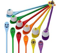 JOYIN Juego de Carreras de Huevos y cucharas de Halloween, 6 Globos oculares y cucharas para niños y Adultos, Juegos Divertidos de Halloween al Aire Libre, Suministros para Fiestas