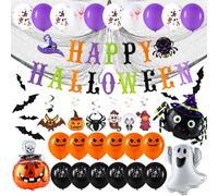 JOYIN Juego de decoraciones colgantes de Halloween con espirales, con diseños murciélagos, fantasmas y calabazas, ideal para interiores y exteriores, hogar, oficina y decoración festiva para fiestas