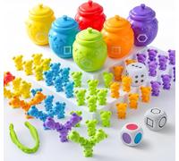 JOYIN Juego de Oso de clasificación con Taza de clasificación Surtido Juegos para niños pequeños Reconocimiento de Colores Preescolar Juguetes educativos Stem 72 Cachorros, Herramientas de motricidad